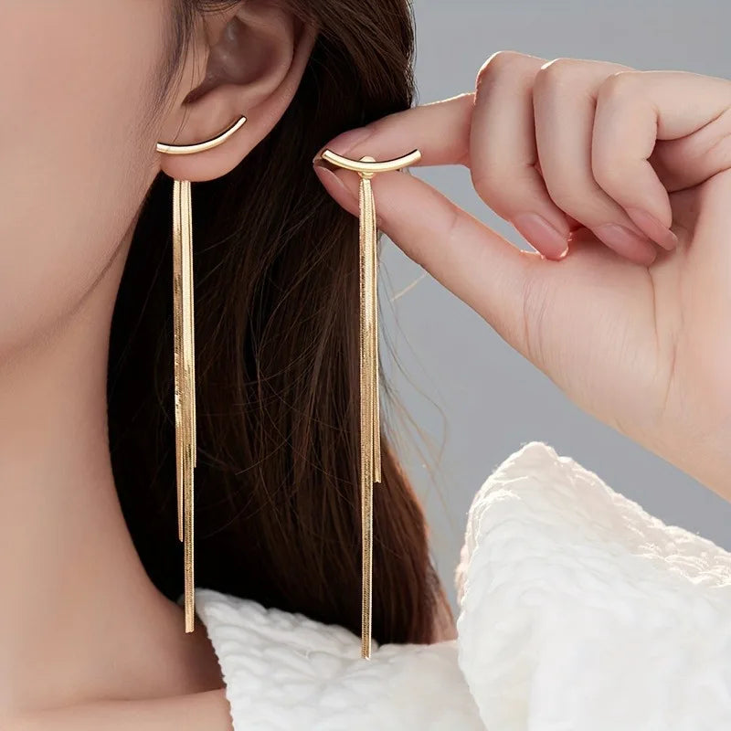 Long Snake Chain Earrings for Women Geometric Minimalist Fashion Jewelry