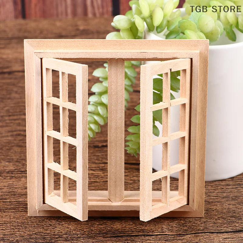 12 Dollhouse Miniature Window Set - 16 Square Grids for 1:12 Scale Model Homes