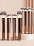8-Piece Professional Makeup Brush Set with Long Handles for Face Powder Blush Foundation Contour