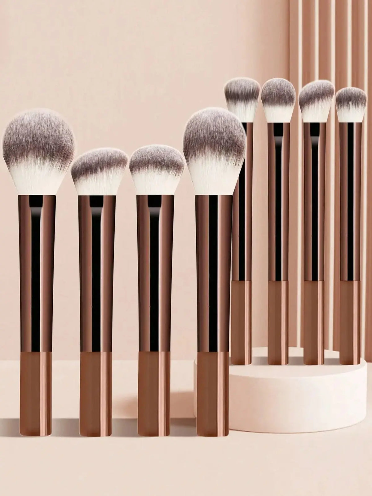 8-Piece Professional Makeup Brush Set with Long Handles for Face Powder Blush Foundation Contour