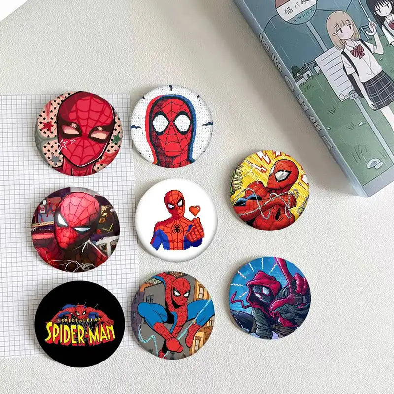 Round Badge Brooch for Clothing Backpack Accessories - Spider Man Cartoon Design