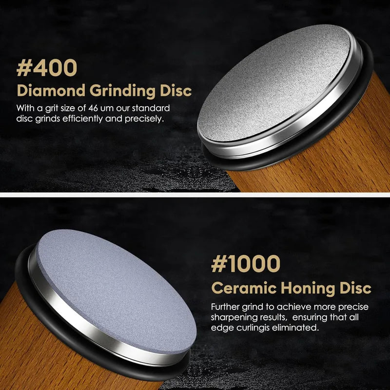 Magnetic Knife Sharpener with Adjustable 15/20° Roller - Kitchen Whetstone Kit