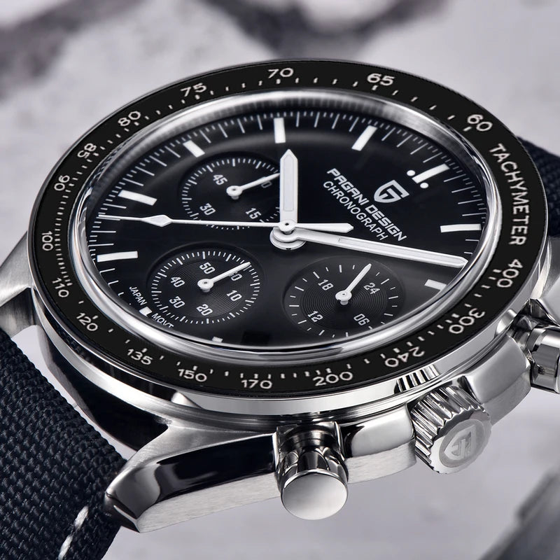 Luxury Quartz Moon Watch for Men with Luminous Dial Waterproof 100m