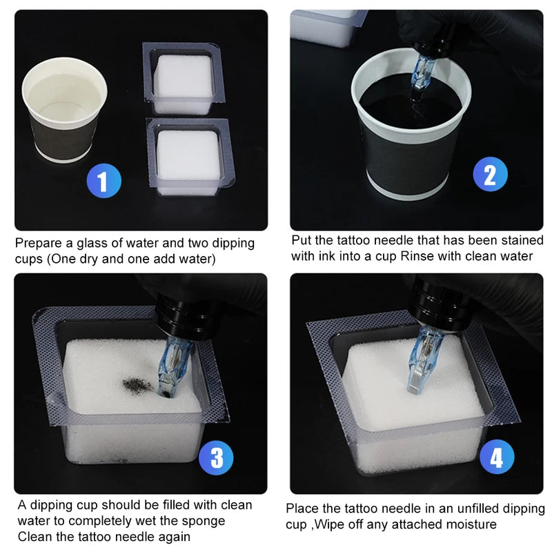 Disposable Tattoo Needle Cleaning Sponge Cup - Hygienic Ink & Tip Cleaner