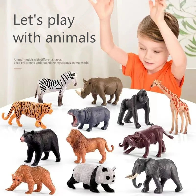 12-Piece Wild Animal Toy Set - Realistic Plastic Animal Models for Children