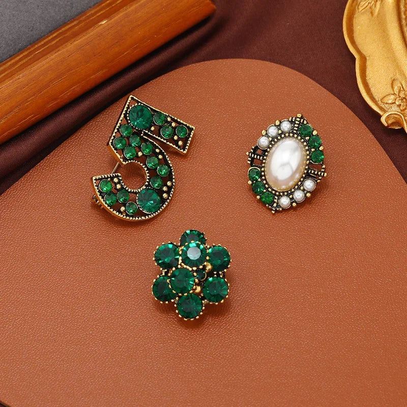 Vintage Crystal Cross Brooches for Women Men Jewelry Accessories Party Banquet