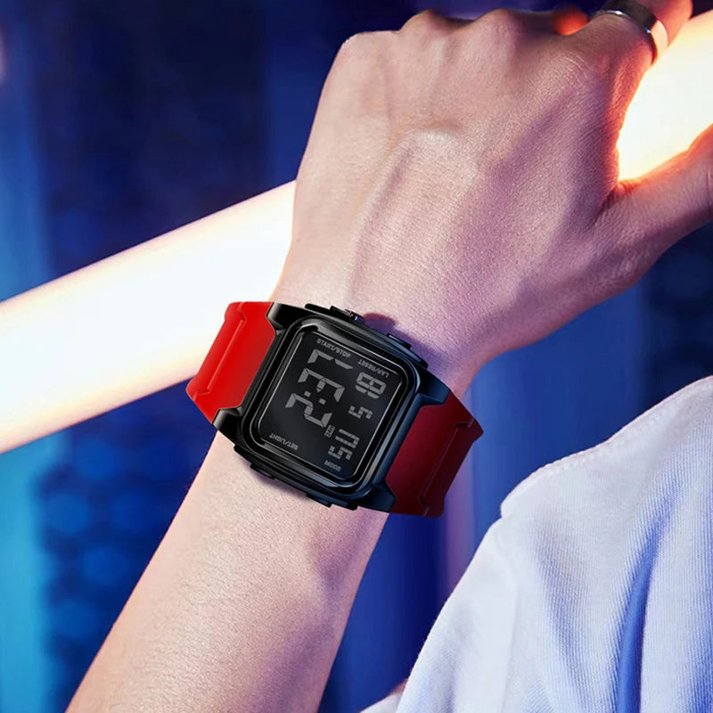 Men's Digital Sports Watch Waterproof LED Luminous Stopwatch Alarm Clock