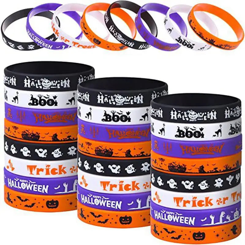 Halloween Silicone Wristbands Kids Gifts Treat Carnival Ghost Pumpkin Party Favors