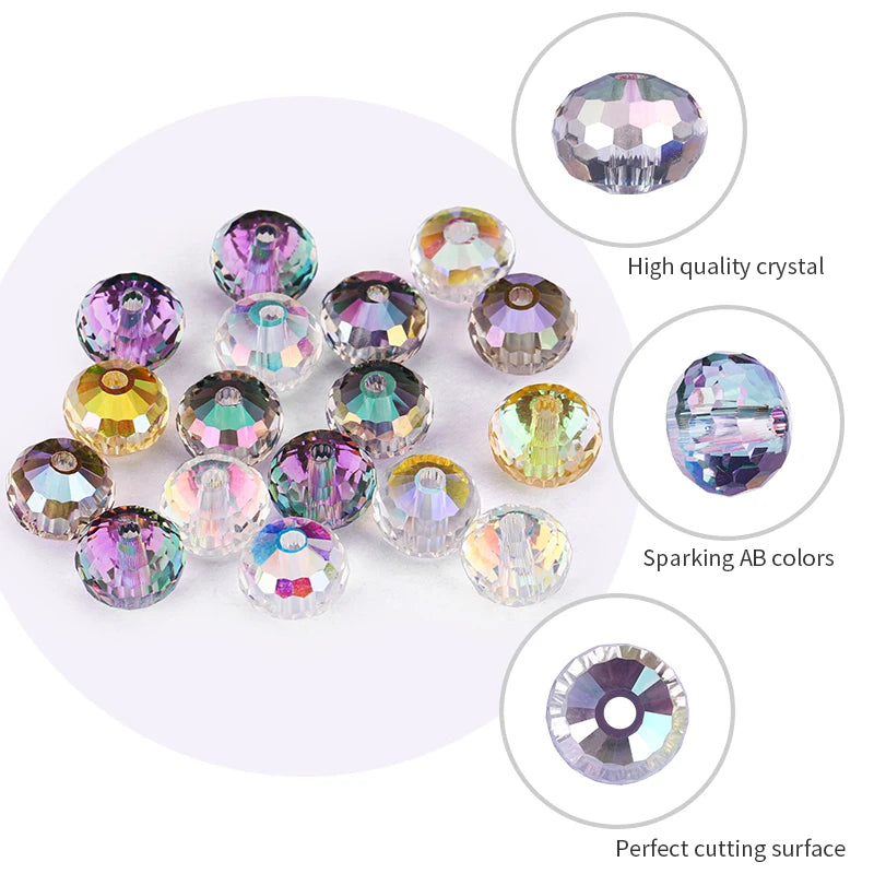 Faceted Crystal Beads for Jewelry Making - 6mm & 8mm Glass Spacer Beads, Multi Colors
