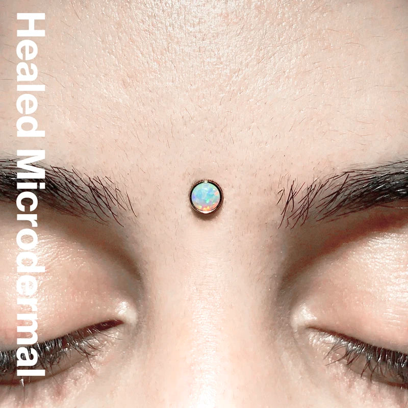 Titanium Dermal Anchors with Synthetic Opal Top - Hypoallergenic Body Jewelry 14G 3-7mm