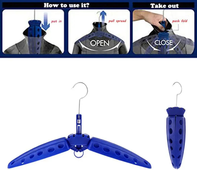 Heavy Duty Folding Wetsuit Hanger with Ventilated Shoulders for Fast Drying