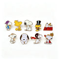 9pcs Cartoon Snoopy & Woodstock Brooch Set Collectible Pins for Fans Kids Backpacks