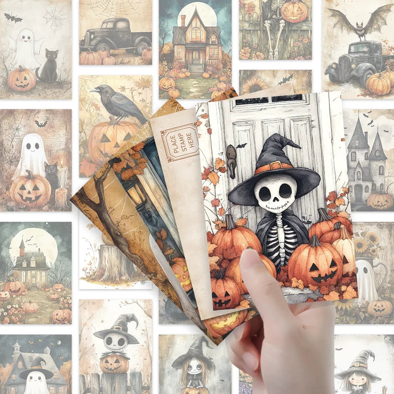 Vintage Halloween Postcard Set - Ghost Collectible Greeting Cards for Gift Giving