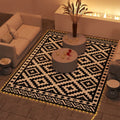 Reversible Outdoor Rug Carpet 12x9 ft with LED String Lights, Waterproof & Stain-Resistant