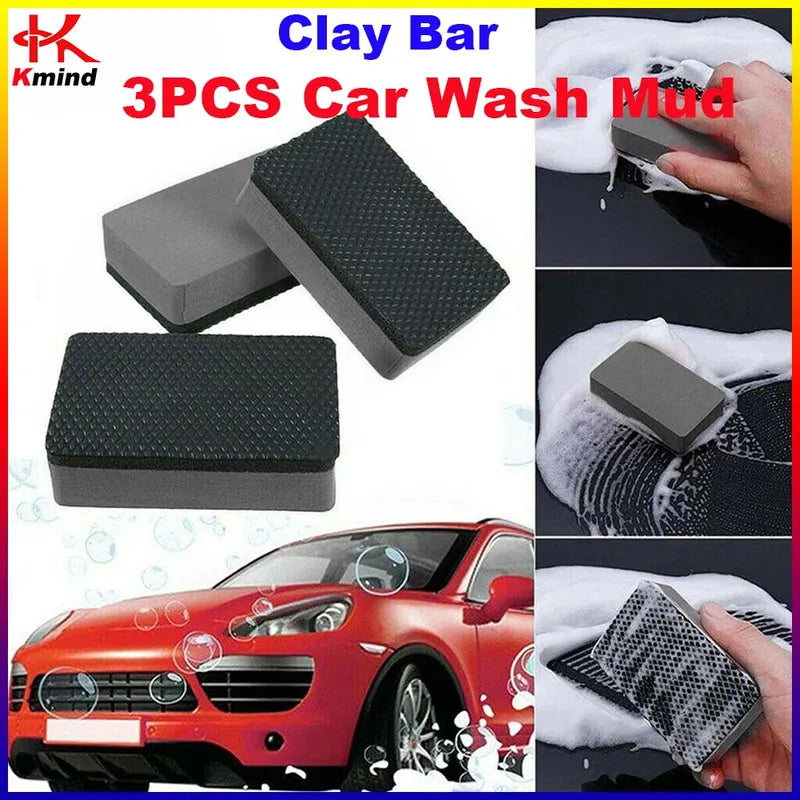3-Piece Car Clay Bar Detailing Pad Sponge Set for Scratch Removal & Surface Polishing