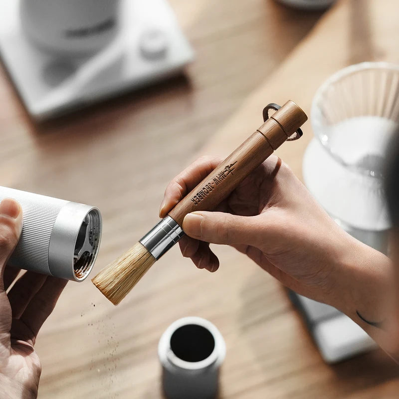 Air Blower Brush Set for Coffee Grinder & Camera Dust Cleaning Walnut Handle