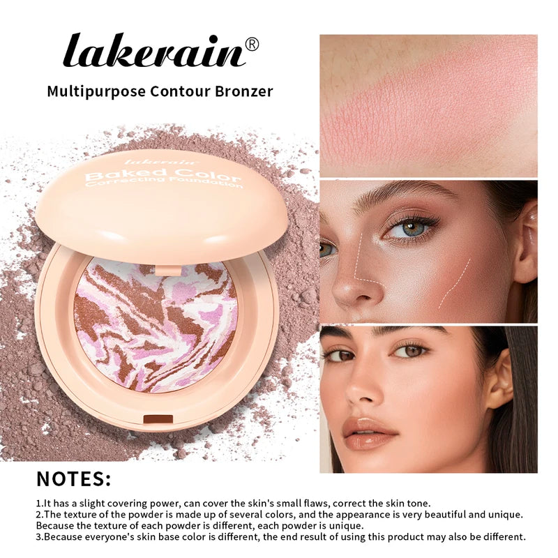 Matte Baked Color Correcting Foundation & Pressed Powder Compact - Long Lasting & Oil Control