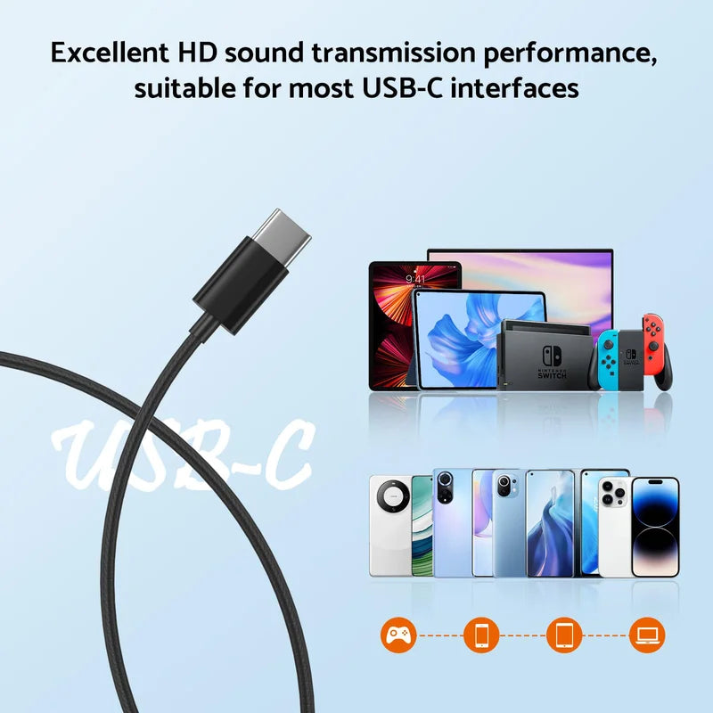 USB C Headphones with Mic for Samsung Galaxy and Multi-Device Compatibility