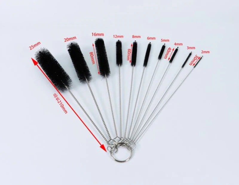 10pcs Nylon Bottle Straw Cleaning Brush Set - Household Kitchen Brushes with Bristle Kit for Glasses & Drinkware