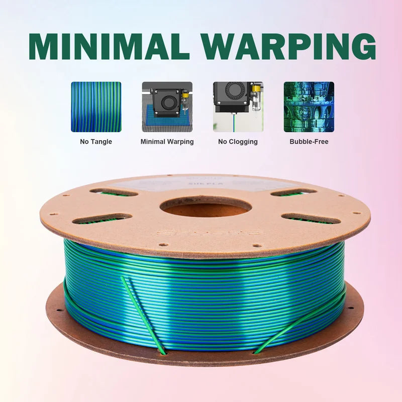 Dual Color Silk PLA Filament for 3D Printing - Color Changing, 1.75mm