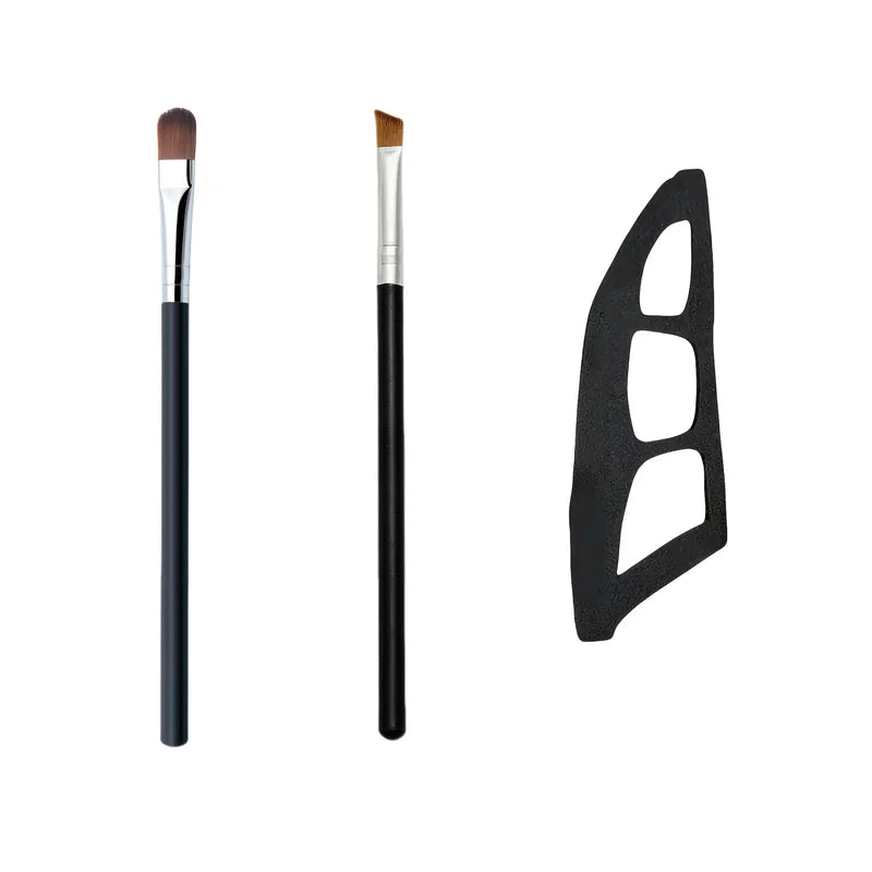 3 Pcs Eye Makeup Brush Set with Templates & Mold - Eyeshadow Tools