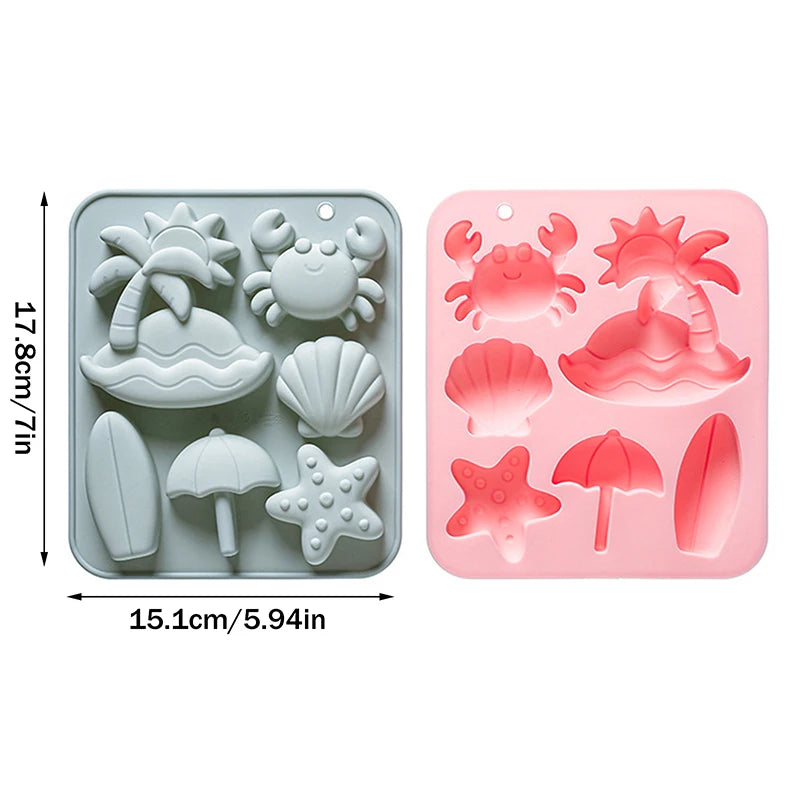 6-Cavity Tropical Beach Silicone Mold for Candy Chocolate Cake Decorations