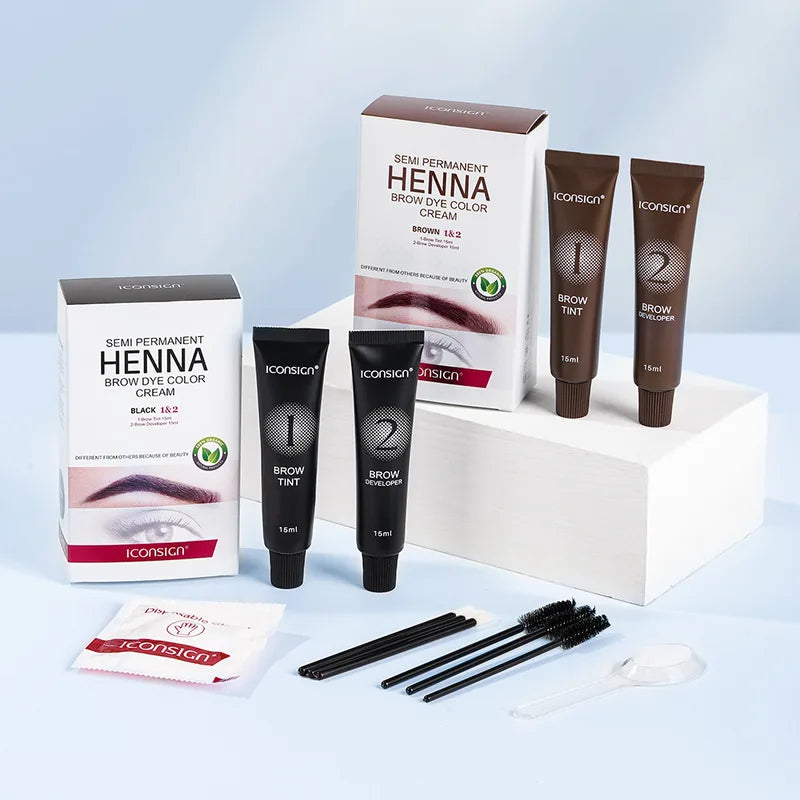 Fast-Drying Henna Eyelash & Brow Dye Tint - Semi-Permanent Makeup Cream