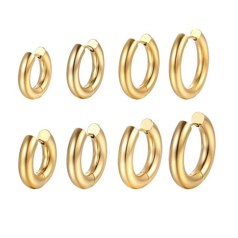Classic Round Stainless Steel Earrings for Women Men Geometric Circle Ear Buckle