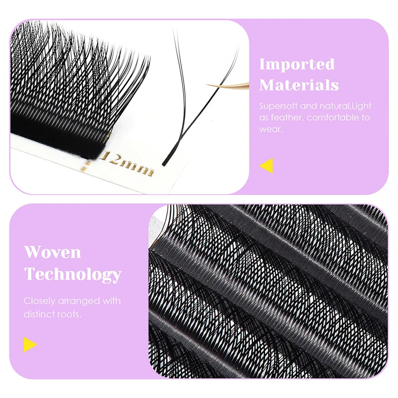 U Shape YY Eyelash Extensions - Handmade Natural Lash Set with All Sizes and Colors