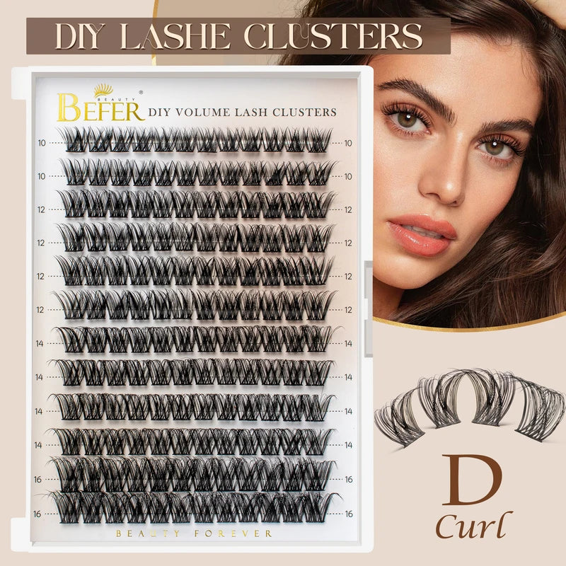 False Eyelash Clusters D Curl Fluffy Natural Volume Lashes for Eye Makeup