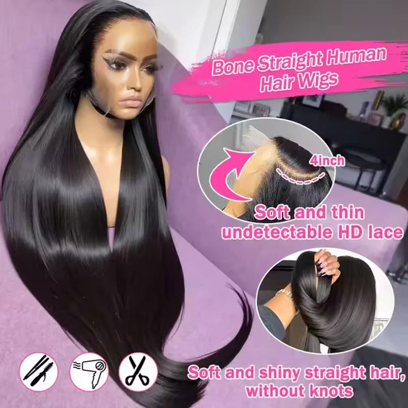 HD Lace Human Hair Wig - Straight, Glueless, 13x6 Lace Front, Multiple Lengths & Densities