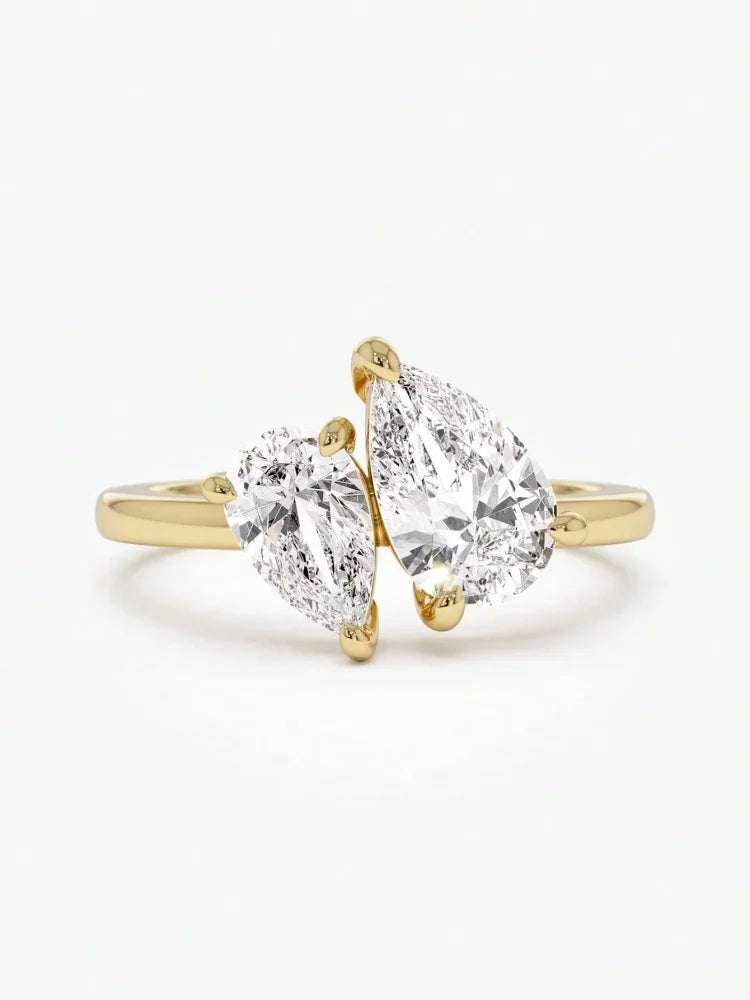 Sterling Silver Water Drop Finger Ring for Women, Wedding Jewelry Gift