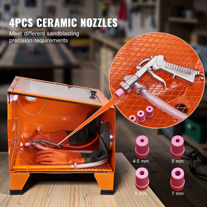 Portable Sandblasting Cabinet 25/40/60 Gallon Benchtop Abrasive Blaster with Gun Nozzles