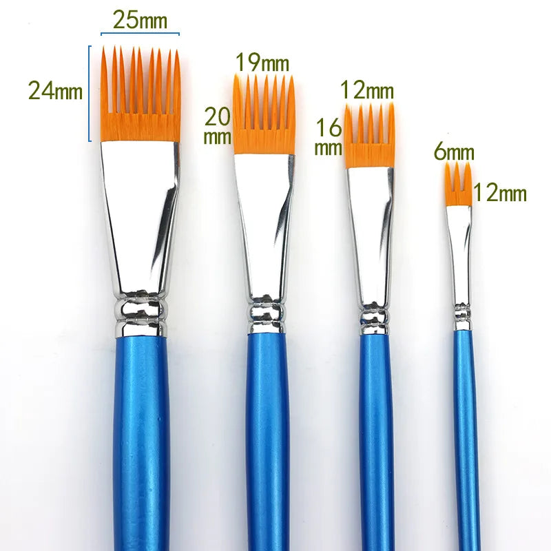 4-Piece Watercolor and Oil Art Brush Set for Artists & Students - Landscape & Leaf Shapes
