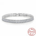 Sterling Silver Zircon Crystal Bracelet for Women Girl Engagement Wedding Jewelry