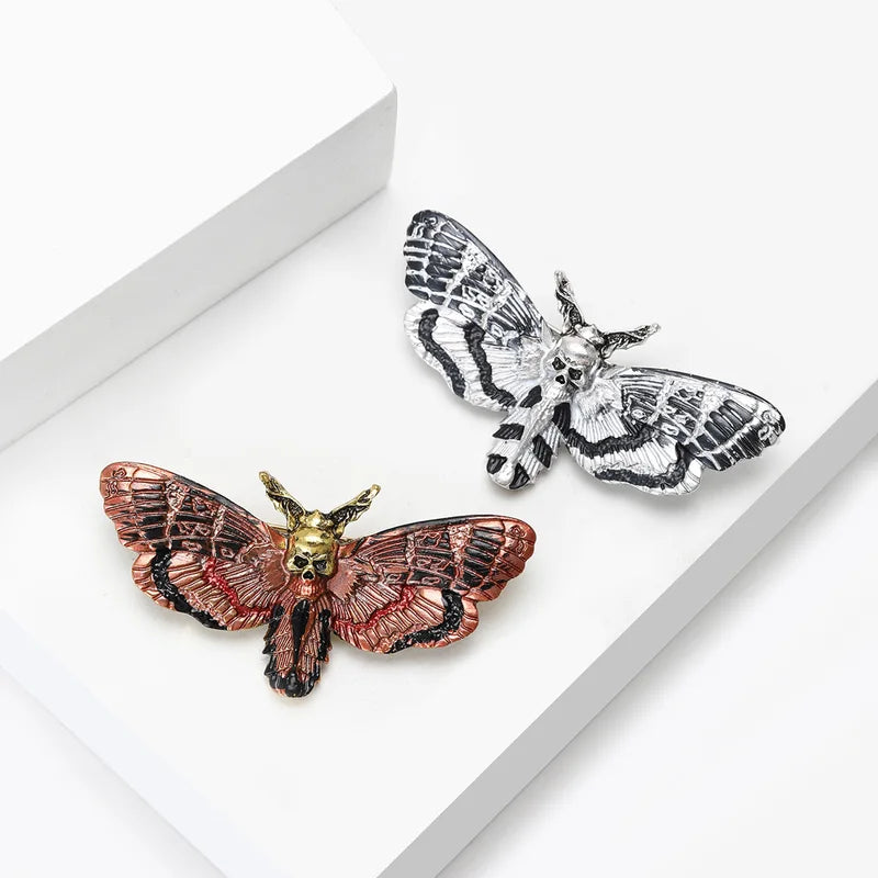 Ghost Moth Brooch Butterfly Skull Pins Halloween Jewelry Gift Accessory