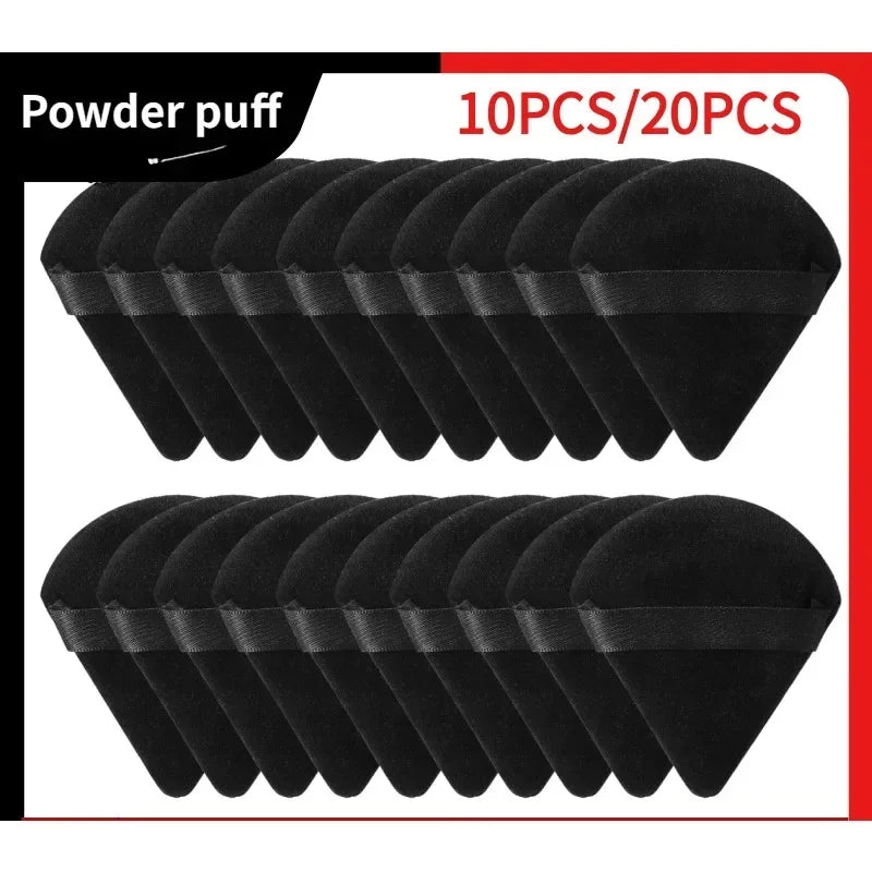 Triangle Velvet Powder Puff Makeup Sponge Set - Washable Mini Face Applicators