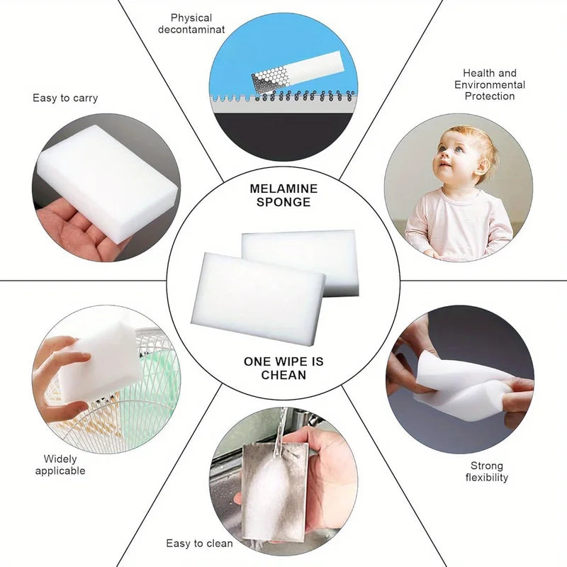 20Pcs Melamine Sponge Cleaning Erasers for Kitchen & Household Use