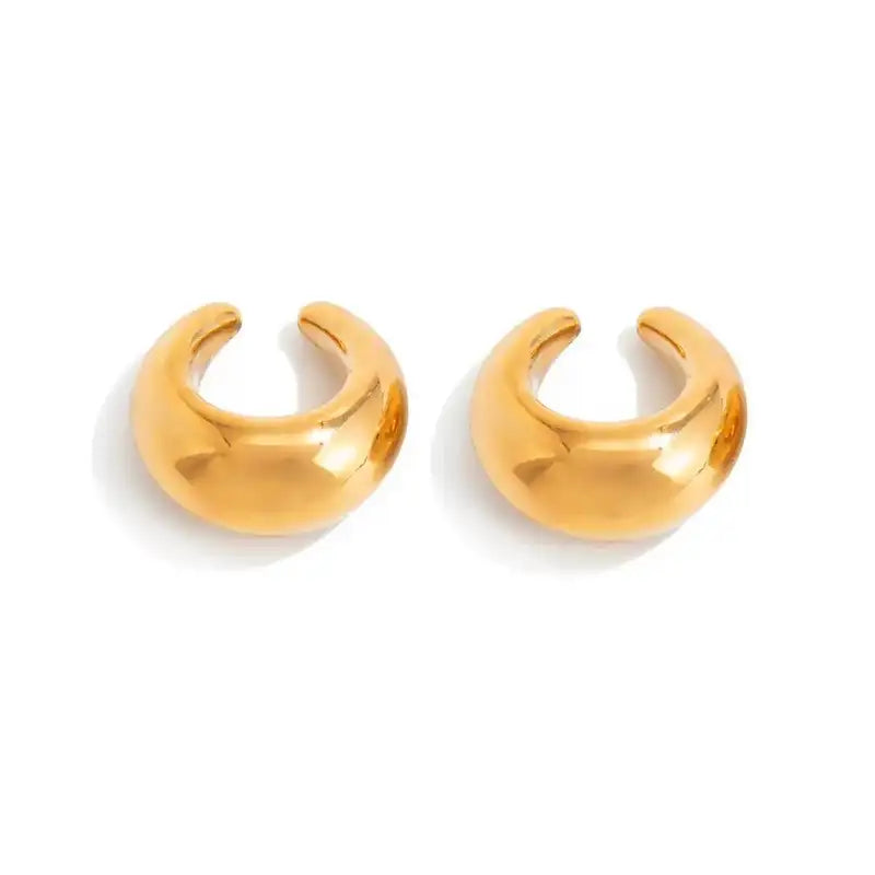 Non Piercing Circle Ear Cuffs for Women - Fashion Thick C-Shaped Light Ear Clip Jewelry 2 Pcs