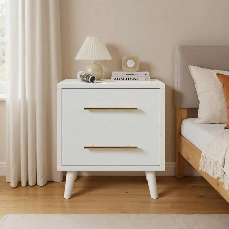 Modern Nightstand Bedside Table with 2 Drawers for Bedroom, Christmas Decor