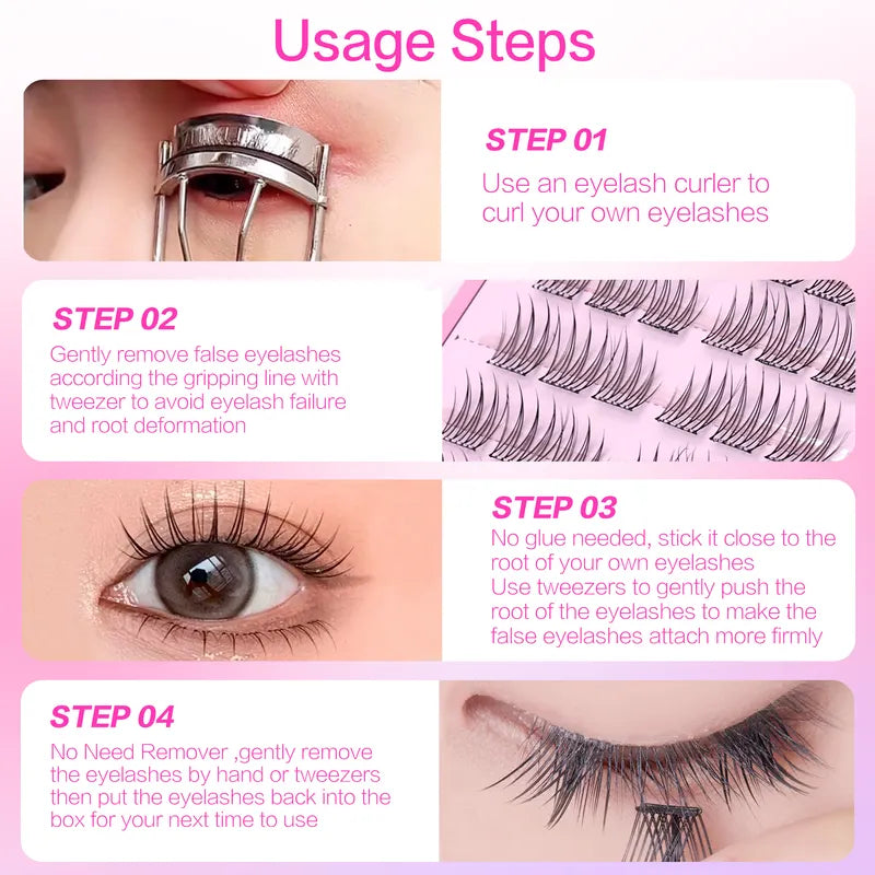 Self Adhesive False Eyelashes 10-13mm Reusable Natural Soft Long Lasting Makeup
