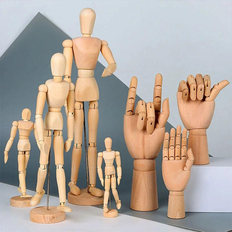 Artistic Wooden Sketch Mannequin with Movable Limbs for Drawing & Decoration