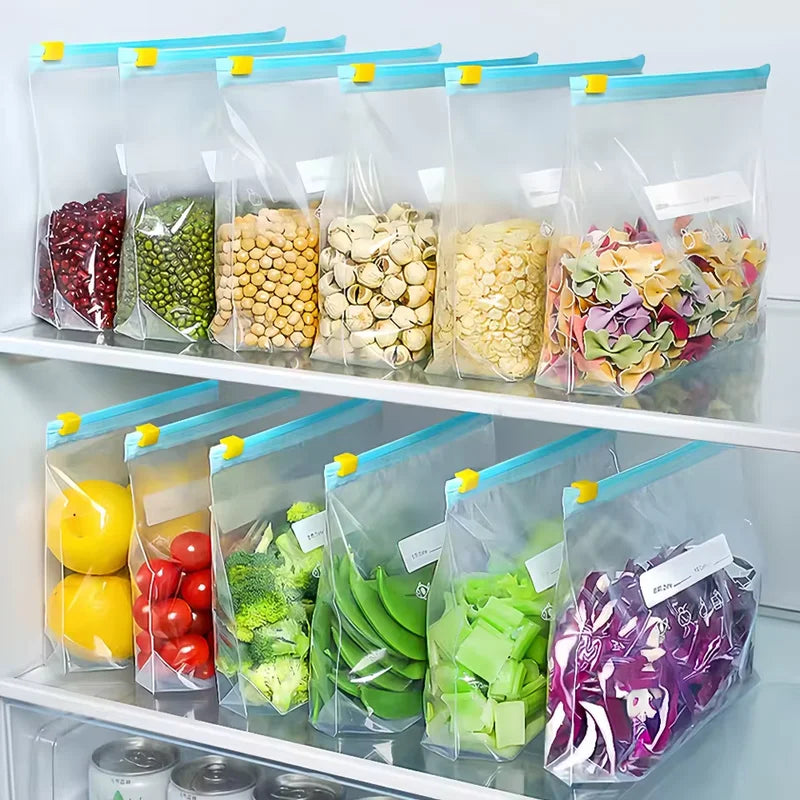 Reusable Food Storage Bags with Zipper Seal - Stand Up Plastic Freezer Pouches