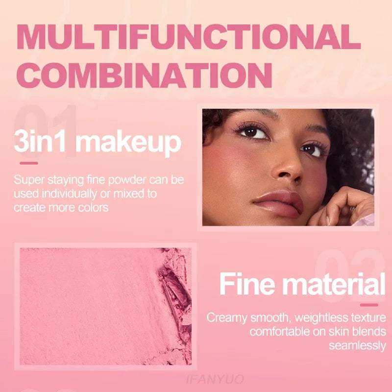 3-in-1 Face Makeup Palette with Highlighter Contouring Blush Eyeshadow