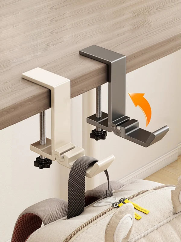Adjustable Desk Edge Hook for Hanging Bags - Punch-Free, Foldable Multi-Functional Table Organizer