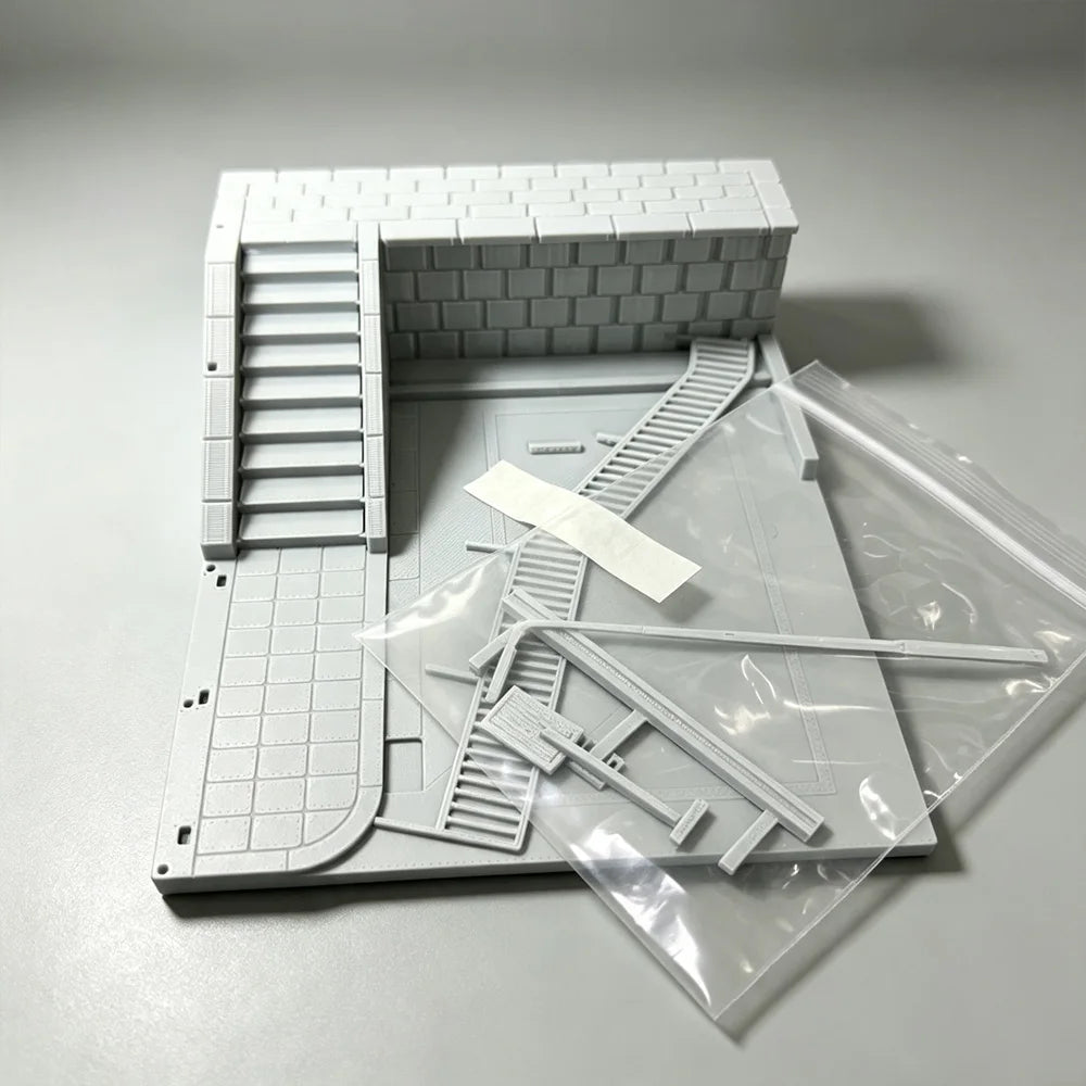 Miniature Car Parking Scene Model - 3D Printed DIY Desktop Decor Stand