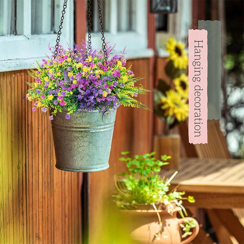 Artificial Flowers Outdoor UV Resistant 20 Bundles for Garden Porch Patio - Fake Floral Decor