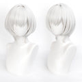 Short Straight Silver White Cosplay Wig for Anime Costumes Heat Resistant Synthetic Hair