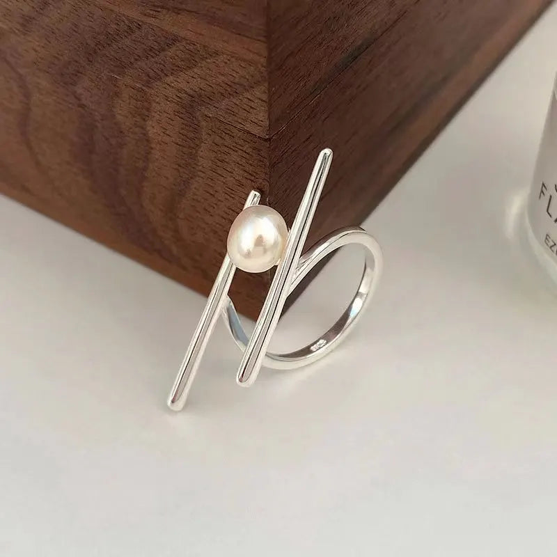 Silver Pearl Ring for Women - Vintage Handmade Jewelry Gift for Parties & Birthdays