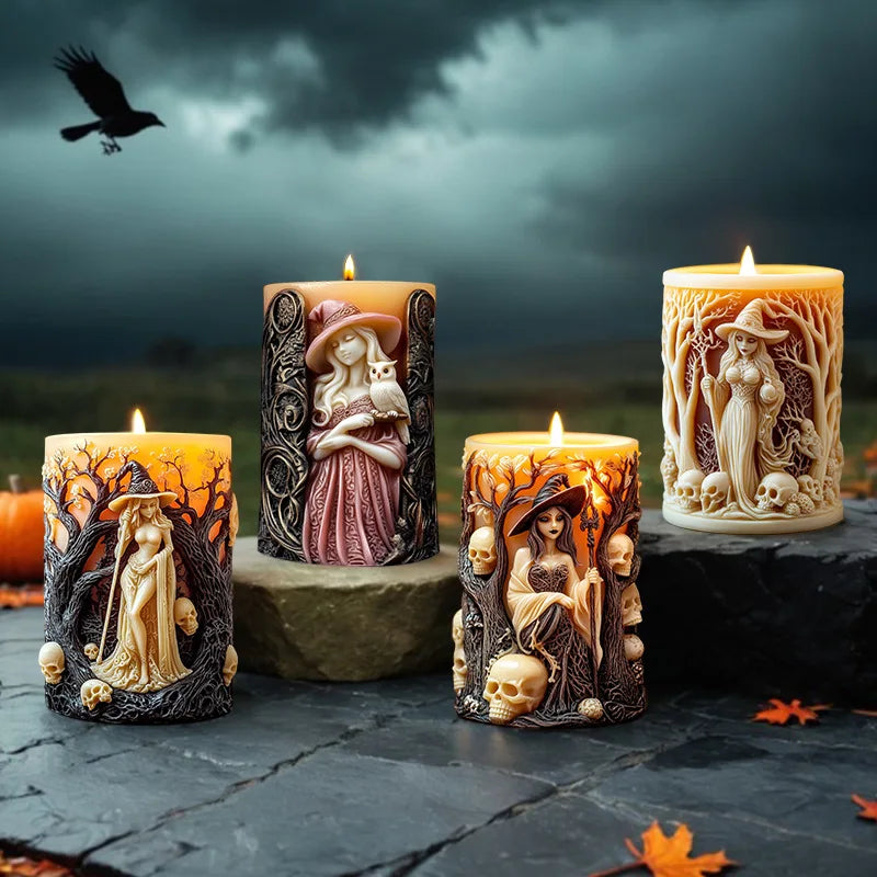 Halloween Witch Candle Mold Silicone DIY Resin Plaster Candle Making Kit